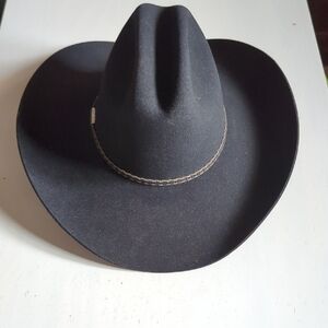 New Stetson Black Classic Western Cowboy Cowgirl Hat Tall Crown Sz 6 7/8